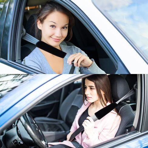 2PCS Fluffy Car Seatbelt Covers - Soft&Comfortable Plush Seat Belt Cushion Protects Shoulder - Universal Seat Belt Covers for Adults or Children Fits Car Truck SUV Van RV (Black/2pcs) in Saudi Arabia