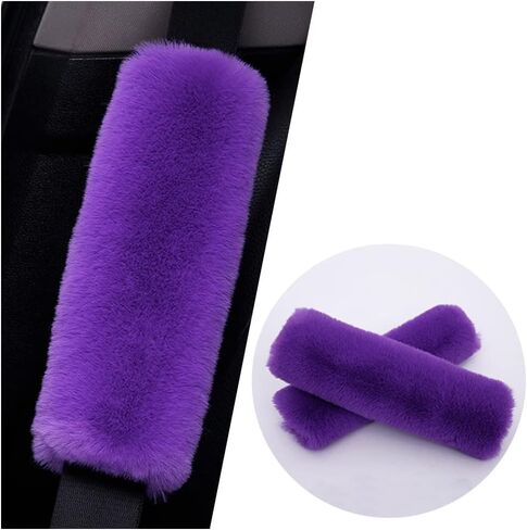 2PCS Fluffy Car Seatbelt Covers - Soft&Comfortable Plush Seat Belt Cushion Protects Shoulder - Universal Seat Belt Covers for Adults or Children Fits Car Truck SUV Van RV (Black/2pcs) in Saudi Arabia