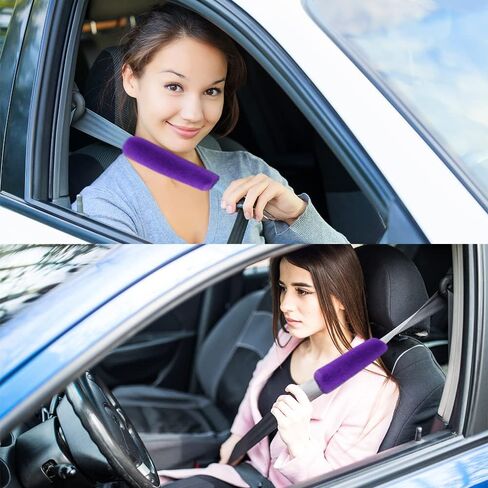 2PCS Fluffy Car Seatbelt Covers - Soft&Comfortable Plush Seat Belt Cushion Protects Shoulder - Universal Seat Belt Covers for Adults or Children Fits Car Truck SUV Van RV (Black/2pcs) in Saudi Arabia