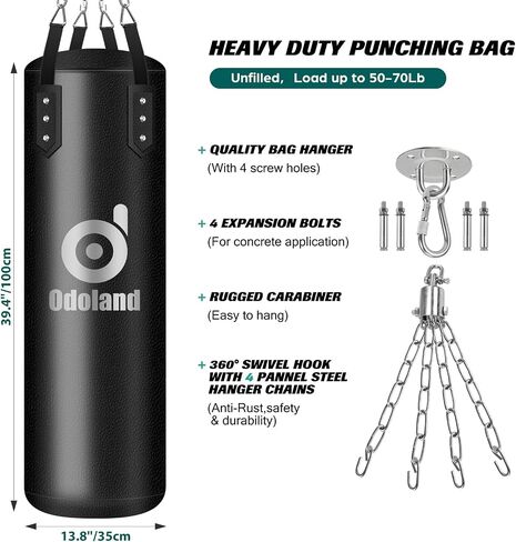 Odoland 3.28/4FT Punching Bag Unfilled Set for Adult Men and Women, Kick Heavy Boxing Bag with 12OZ Boxing Punching Gloves, Hand Wraps, 3 Reflex Ball Set, Jumping Rope MMA, Muay Thai in Saudi Arabia