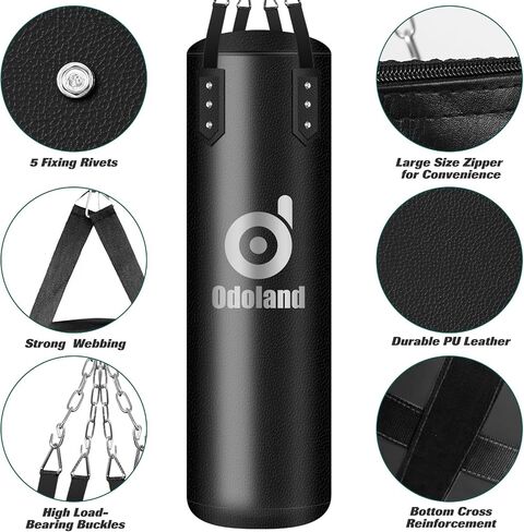 Odoland 3.28/4FT Punching Bag Unfilled Set for Adult Men and Women, Kick Heavy Boxing Bag with 12OZ Boxing Punching Gloves, Hand Wraps, 3 Reflex Ball Set, Jumping Rope MMA, Muay Thai in Saudi Arabia