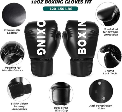 Odoland 3.28/4FT Punching Bag Unfilled Set for Adult Men and Women, Kick Heavy Boxing Bag with 12OZ Boxing Punching Gloves, Hand Wraps, 3 Reflex Ball Set, Jumping Rope MMA, Muay Thai in Saudi Arabia
