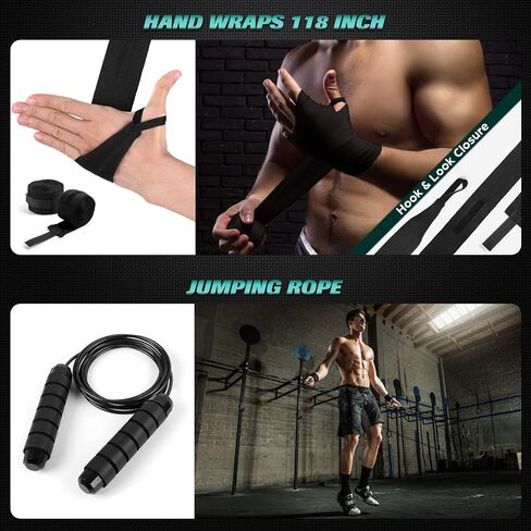 Odoland 3.28/4FT Punching Bag Unfilled Set for Adult Men and Women, Kick Heavy Boxing Bag with 12OZ Boxing Punching Gloves, Hand Wraps, 3 Reflex Ball Set, Jumping Rope MMA, Muay Thai in Saudi Arabia