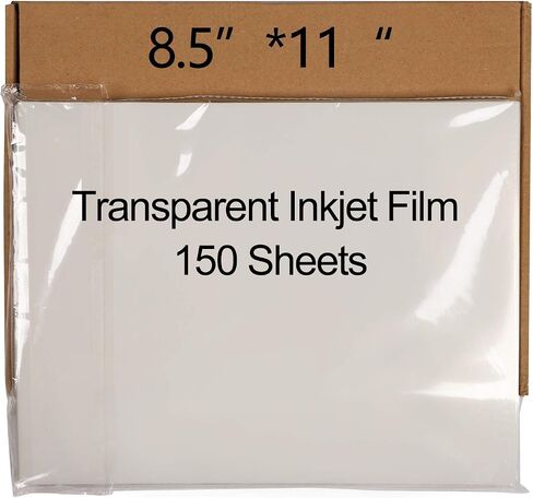 150 Sheets 8.5 x 11 Inch Inkjet Transparency Film, Inkjet Printer Papers Waterproof and Quick Drying Transparent Sheets Inkjet Film Exposure Positive for Silk Screen Printing Transfers in Saudi Arabia