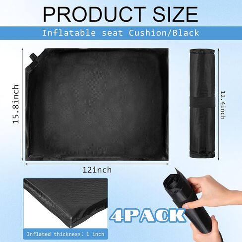 4 Pcs Inflatable Seat Cushion Portable Self Inflating Seat Pad Airplane Seat Cushion for Stadium Travel Bleacher Camping Car Office Boat Chair, 15.8 x 12 Inch in Saudi Arabia