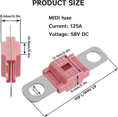 AMI/Midi Fuse 125A High Current Bolt-on Fuse 125 Amp للسيارات والحافلات والشاحنات والقوافل ومركبات البناء (حزمة من 3) in Saudi Arabia