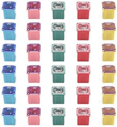30 قطعة Jcase Fuse Assortment للسيارات ذات الشكل المنخفض على شكل صندوق صغير Jcase Fuse Kit - 20A 30A 40A 50A 60A للشاحنات الصغيرة والسيارات وسيارات الدفع الرباعي in Kuwait