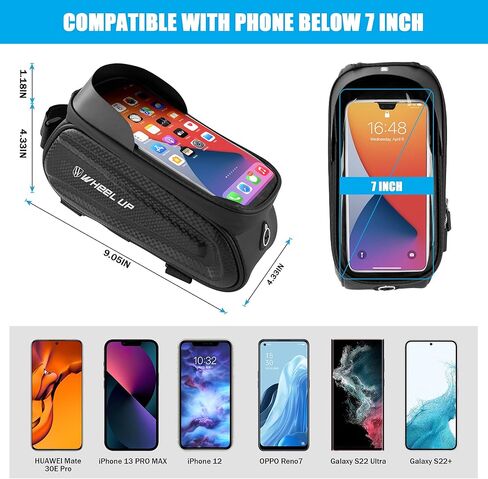 حقيبة الدراجة العلوية للهاتف، حقيبة EVA لركوب الدراجات، متوافقة مع iPhone 12 Pro 11 XS أقل من 7.0 بوصة مع غطاء للمطر in Kuwait