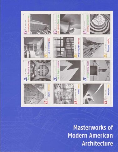 Masterworks of Modern American Architecture, Full Sheet of 12 x 37-Cent Postage Stamps, USA 2005, Scott 3910 in Saudi Arabia