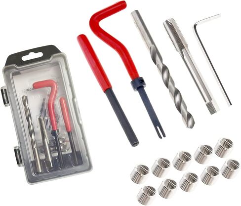 مجموعة أدوات إصلاح الخيوط 15 قطعة M8×1.25 مجموعة أدوات إصلاح الخيط/الصنبور مجموعة أدوات إصلاح الخيوط التالفة المتوافقة مع مجموعة أدوات يدوية لإصلاح السيارات in Kuwait