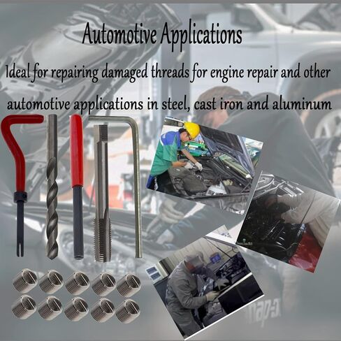 مجموعة أدوات إصلاح الخيوط 15 قطعة M8×1.25 مجموعة أدوات إصلاح الخيط/الصنبور مجموعة أدوات إصلاح الخيوط التالفة المتوافقة مع مجموعة أدوات يدوية لإصلاح السيارات in Kuwait