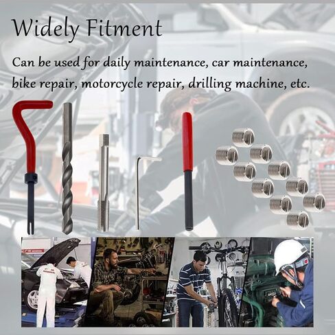 مجموعة أدوات إصلاح الخيوط 15 قطعة M8×1.25 مجموعة أدوات إصلاح الخيط/الصنبور مجموعة أدوات إصلاح الخيوط التالفة المتوافقة مع مجموعة أدوات يدوية لإصلاح السيارات in Kuwait