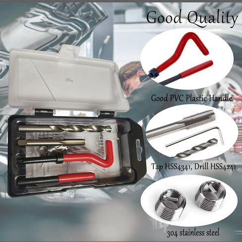 مجموعة أدوات إصلاح الخيوط 15 قطعة M8×1.25 مجموعة أدوات إصلاح الخيط/الصنبور مجموعة أدوات إصلاح الخيوط التالفة المتوافقة مع مجموعة أدوات يدوية لإصلاح السيارات in Kuwait
