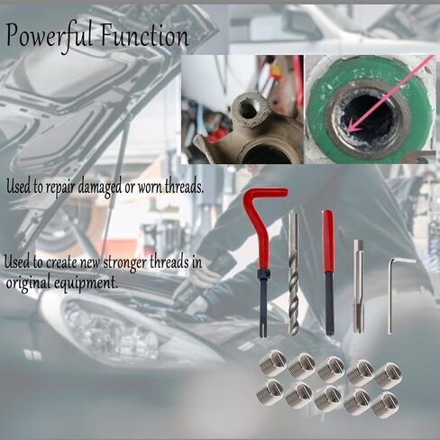 مجموعة أدوات إصلاح الخيوط 15 قطعة M8×1.25 مجموعة أدوات إصلاح الخيط/الصنبور مجموعة أدوات إصلاح الخيوط التالفة المتوافقة مع مجموعة أدوات يدوية لإصلاح السيارات in Kuwait