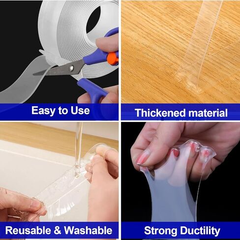 Double Sided Nano Tape Heavy Duty Alien Strong Clear Mounting Removable Stick Tape for Walls No Damage to Paint Two Sided Tape Wall Adhesive Safe Sticky Hanging Tape 1 Roll 3.3FT in Saudi Arabia