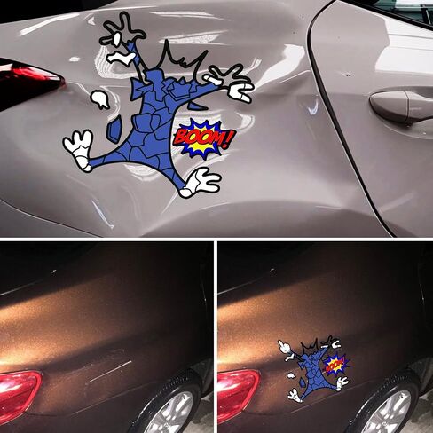 2 Pcs 10" 6.1" Reflective Scratch and Dent Fix Car Sticker, Funny Cartoon E Coyote Splash Into Pieces, Bumper Stickers for Jeep, Truck, Motorcycle, Laptop, Skateboard, Window Decals Band-Aid Stickers in Saudi Arabia