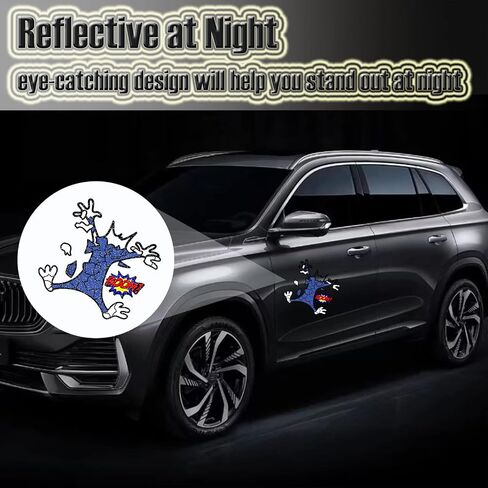 2 Pcs 10" 6.1" Reflective Scratch and Dent Fix Car Sticker, Funny Cartoon E Coyote Splash Into Pieces, Bumper Stickers for Jeep, Truck, Motorcycle, Laptop, Skateboard, Window Decals Band-Aid Stickers in Saudi Arabia