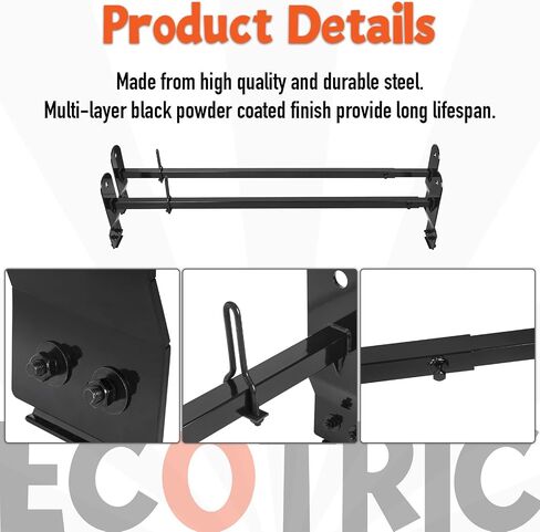 ECOTRIC Cross Bar 53"-66" متوافق مع 1999-2022 Chevy Express GMC Savana Ford E Series سلم رف لشاحنة السقف رف سلم الناقل مزراب المطر الصلب شديد التحمل باللون الأسود in Kuwait