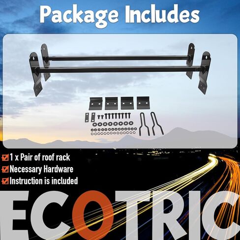 ECOTRIC Cross Bar 53"-66" متوافق مع 1999-2022 Chevy Express GMC Savana Ford E Series سلم رف لشاحنة السقف رف سلم الناقل مزراب المطر الصلب شديد التحمل باللون الأسود in Kuwait
