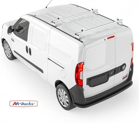 AA-Racks Model AX312-PR RAM ProMaster City 2015-On ألومنيوم 2 بار (50 بوصة) نظام حامل سقف فان مع سدادة سلم أبيض in Kuwait
