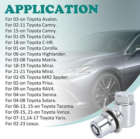 00276-00900 Wheel Lock Lug Nuts Kit M12 x 1.5 Compatible with 2001-2023 Toyota Avalon C-HR Camry Celica Corolla Highlander Matrix Mirai MR2 Prius RAV4 Sienna Solara Tacoma Venza Yaris & Lexus in Saudi Arabia