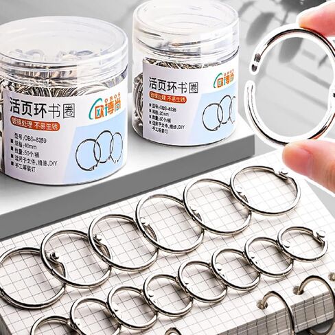 30 قطعة من حلقات أوراق الشجر الفضفاضة، مقاسات متنوعة (0.8، 1.2، 1.6 بوصة) حلقات من الفولاذ المطلي بالنيكل، حلقات مفاتيح لسلسلة المفاتيح، مشابك معدنية لبطاقات الفلاش للمكتب والمنزل والمدرسة والسفر in Kuwait
