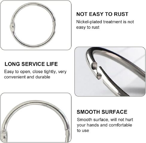 30 قطعة من حلقات أوراق الشجر الفضفاضة، مقاسات متنوعة (0.8، 1.2، 1.6 بوصة) حلقات من الفولاذ المطلي بالنيكل، حلقات مفاتيح لسلسلة المفاتيح، مشابك معدنية لبطاقات الفلاش للمكتب والمنزل والمدرسة والسفر in Kuwait