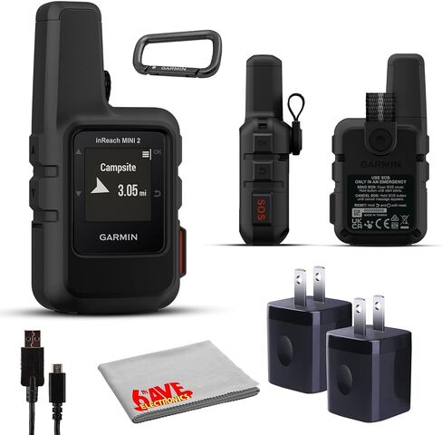 جهاز اتصال الأقمار الصناعية InReach Mini 2 من Garmin، تصميم متين وخفيف الوزن، نظام تحديد المواقع العالمي المحمول للمشي لمسافات طويلة، حزمة مع ملحقات (أسود) in Saudi Arabia