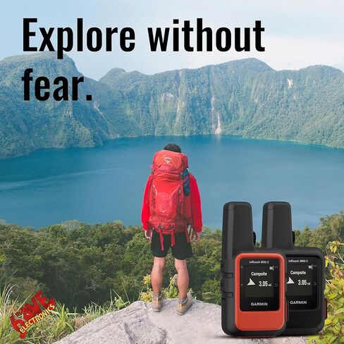 جهاز اتصال الأقمار الصناعية InReach Mini 2 من Garmin، تصميم متين وخفيف الوزن، نظام تحديد المواقع العالمي المحمول للمشي لمسافات طويلة، حزمة مع ملحقات (أسود) in Saudi Arabia