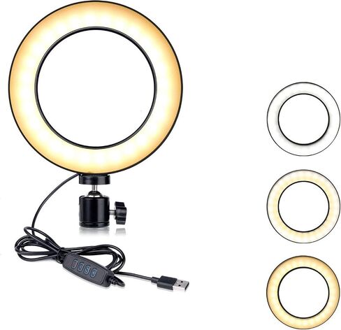 Selfie Ring Light 8-inch for YouTube Video Live Streaming Makeup Photography, Desktop USB LED Light with 3 Light Modes and 10 Brightness Level in Saudi Arabia