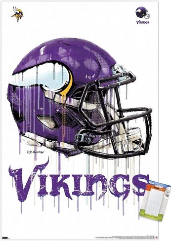 Trends International NFL Minnesota Vikings - ملصق حائط 20 خوذة بالتنقيط، 22.375 بوصة × 34 بوصة، حزمة ملصق وتركيب in Kuwait