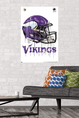 Trends International NFL Minnesota Vikings - ملصق حائط 20 خوذة بالتنقيط، 22.375 بوصة × 34 بوصة، حزمة ملصق وتركيب in Kuwait