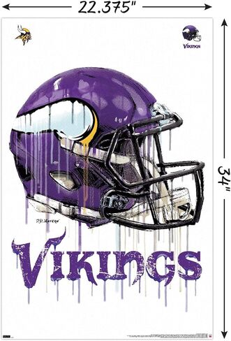 Trends International NFL Minnesota Vikings - ملصق حائط 20 خوذة بالتنقيط، 22.375 بوصة × 34 بوصة، حزمة ملصق وتركيب in Kuwait