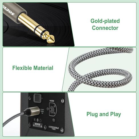 6.35mm (1/4 Inch) TRS Male to XLR Male 3M/10FT,Nylon Braid Balanced Interconnect Cord Patch Cable，for Microphones, Mixers, Power amps in Saudi Arabia