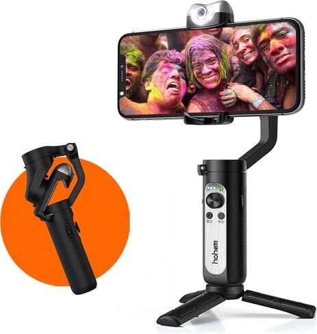 Hohem iSteady V2 AI Visual Tracking Gimbal Stabilizer 3-Axis خفيف الوزن قابل للطي LED فيديو Gimbal لـ Vlog Live YouTube لـ iPhone12 Pro/Max Samsung S20 in Saudi Arabia