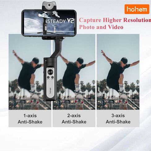 Hohem iSteady V2 AI Visual Tracking Gimbal Stabilizer 3-Axis خفيف الوزن قابل للطي LED فيديو Gimbal لـ Vlog Live YouTube لـ iPhone12 Pro/Max Samsung S20 in Saudi Arabia