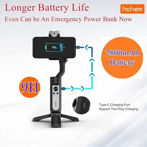 Hohem iSteady V2 AI Visual Tracking Gimbal Stabilizer 3-Axis خفيف الوزن قابل للطي LED فيديو Gimbal لـ Vlog Live YouTube لـ iPhone12 Pro/Max Samsung S20 in Saudi Arabia