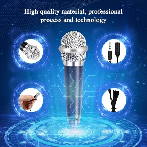 Mini Karaoke Microphone with 3.5 mm Universal Cable, Portable Vocal Microphone, Tiny Microphone, Voice Recording Microphone (Black) in Saudi Arabia