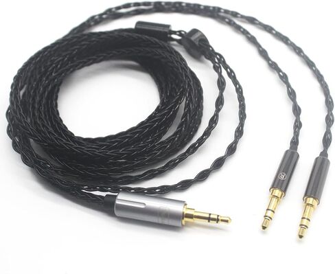 كابل استبدال سماعة الرأس Youkamoo 3.5 ملم متوافق مع سماعات الرأس Hifiman HE4XX، HE-400i 8 كابل ترقية الصوت المضفر المطلي بالفضة (إصدار مزدوج 3.5 ملم) 5 أقدام (1.52 متر) in Kuwait