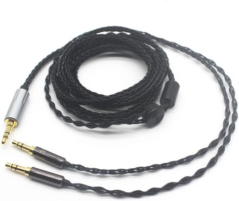 كابل استبدال سماعة الرأس Youkamoo 3.5 ملم متوافق مع سماعات الرأس Hifiman HE4XX، HE-400i 8 كابل ترقية الصوت المضفر المطلي بالفضة (إصدار مزدوج 3.5 ملم) 5 أقدام (1.52 متر) in Kuwait