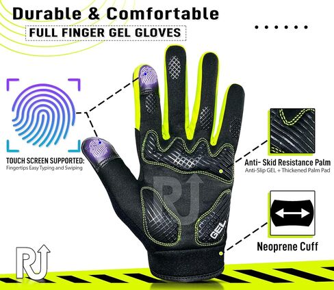 Cycling Gloves for Men & Women Road Bike Full Finger Touchscreen with Gel Padded Protection, Mountain Bike Biking Gloves Shock Absorbing Non-Slip, Gloves in Saudi Arabia