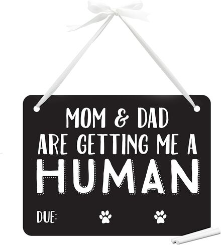 Pearhead Pet's Baby Announcement Chalkboard Photo Prop Sign, Mom & Dad are Getting me a Human! in Saudi Arabia