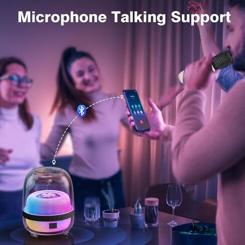 Karaoke Machine with 2 Wilreless Microphones,Portable Bluetooth Karaoke Speaker with LED Lights for Home Party, Birthday Gifts for Family and Friends (Black) in Saudi Arabia