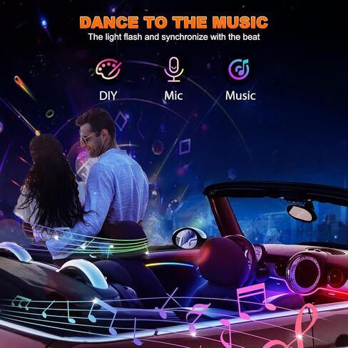 Interior Car LED Strip Lights, Acrylic LED Lights for Car with Dreamcolor Chasing, USB RGB Car Ambient Lighting Kits, Music Sync Dynamic Start Scan (43.3 inches) in Kuwait