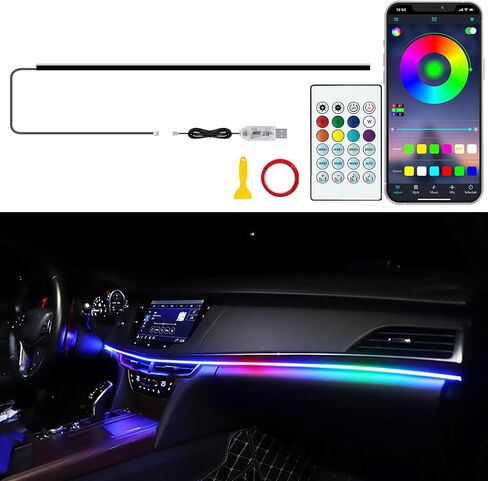 Interior Car LED Strip Lights, Acrylic LED Lights for Car with Dreamcolor Chasing, USB RGB Car Ambient Lighting Kits, Music Sync Dynamic Start Scan (43.3 inches) in Kuwait