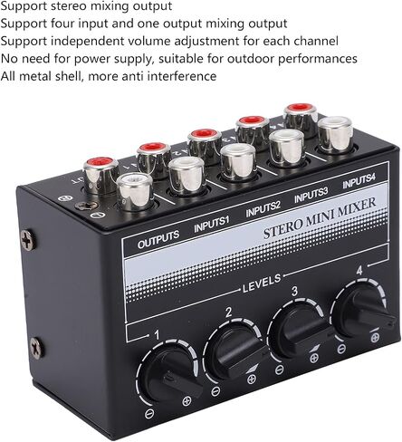 1 in 4 Out Audio Splitter, Stereo Mini Mixer Passive Independent Adjustment Metal for Small Club for Outdoor Performances for CD Players (01 02 015xsic125v041755) in Saudi Arabia