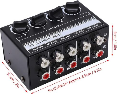 1 in 4 Out Audio Splitter, Stereo Mini Mixer Passive Independent Adjustment Metal for Small Club for Outdoor Performances for CD Players (01 02 015xsic125v041755) in Saudi Arabia