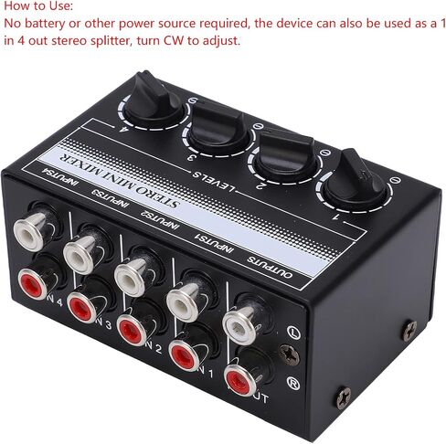 1 in 4 Out Audio Splitter, Stereo Mini Mixer Passive Independent Adjustment Metal for Small Club for Outdoor Performances for CD Players (01 02 015xsic125v041755) in Saudi Arabia