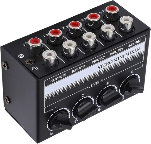 1 in 4 Out Audio Splitter, Stereo Mini Mixer Passive Independent Adjustment Metal for Small Club for Outdoor Performances for CD Players (01 02 015xsic125v041755) in Saudi Arabia