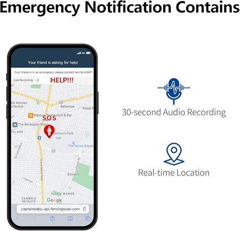 إنذار أمان شخصي ذكي 7 في 1، صفارة إنذار 130 ديسيبل، إخطار جهة الاتصال في حالات الطوارئ عن طريق البريد الإلكتروني والرسائل النصية القصيرة والمكالمات الهاتفية مع موقع GPS وتسجيل صوتي، مكتشف المفاتيح، مكافحة فقدان الهاتف، إنذار مؤقت للعد التنازلي أكوا in Kuwait
